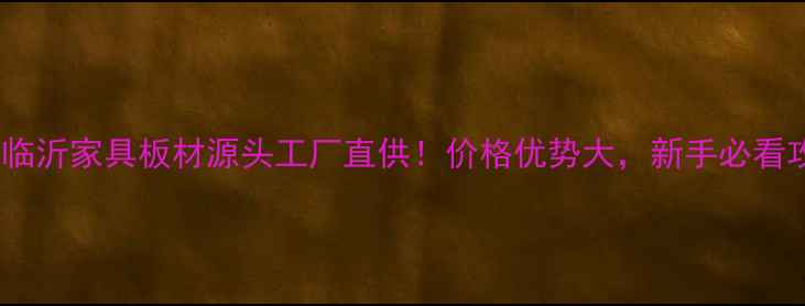 图片 山东临沂家具板材源头工厂直供！价格优势大，新手必看攻略1