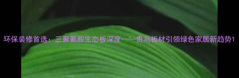 图片 环保装修首选：三聚氰胺生态板深度——贵鸟板材引领绿色家居新趋势1