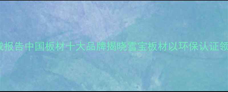 图片 行业权威报告中国板材十大品牌揭晓雪宝板材以环保认证领跑市场2