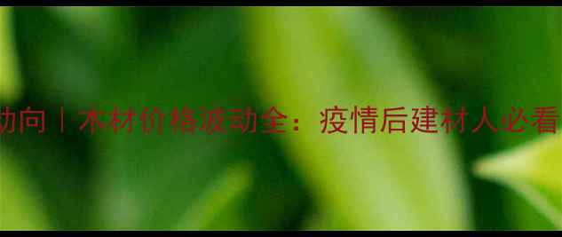 图片 🔥建材市场新动向｜木材价格波动全：疫情后建材人必看的生存指南💡2